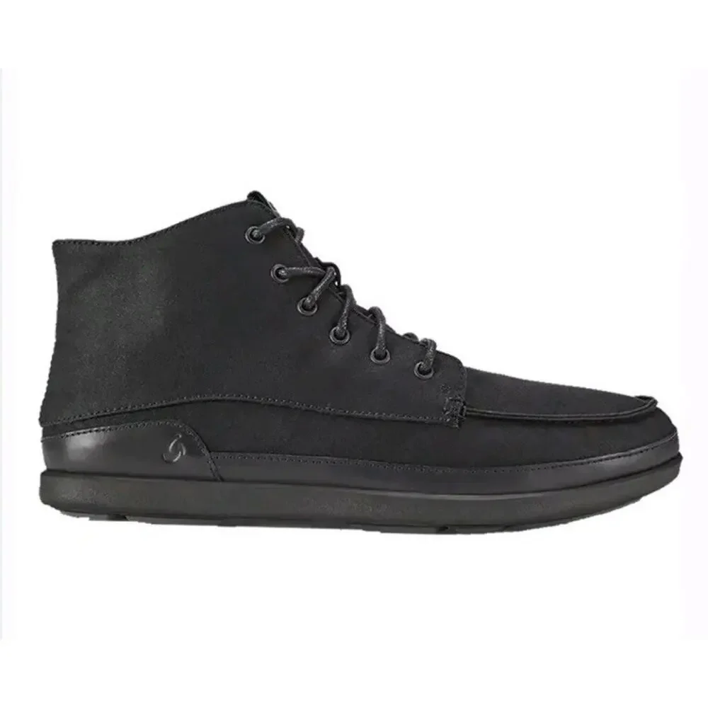 Olukai Nalukai Kapa Boots Men 9.5 Ankle Canvas Lace Up Black Shoes High Top